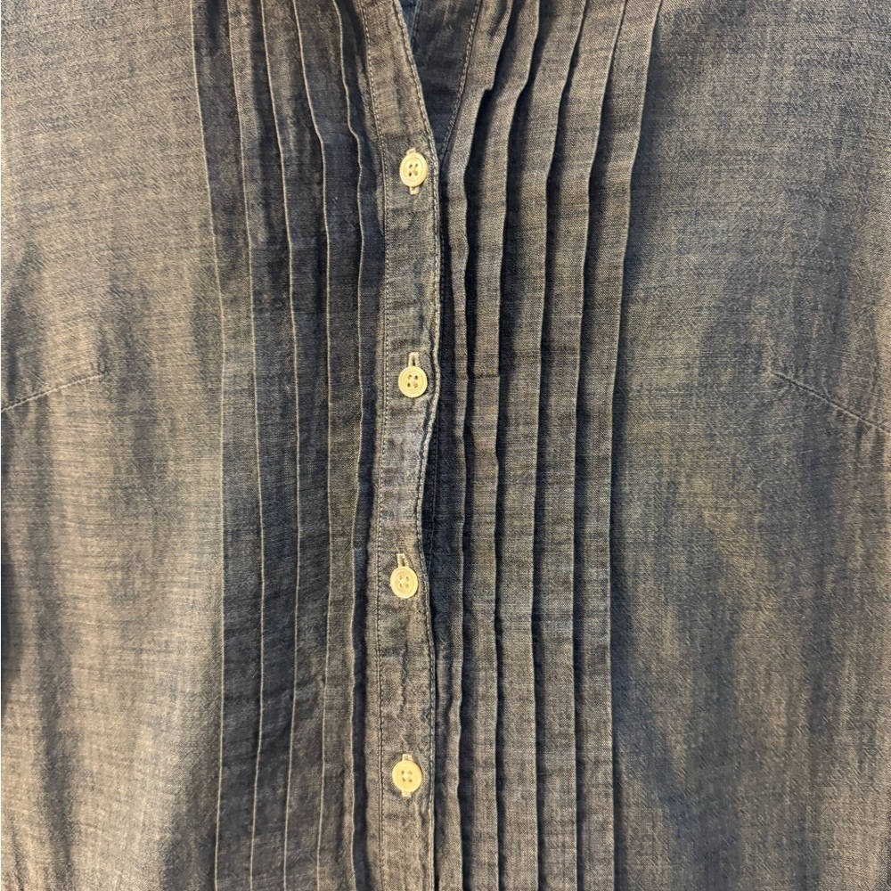J. Crew Blue Kids Button Down Shirt with Ruffles - Picture 3 of 7
